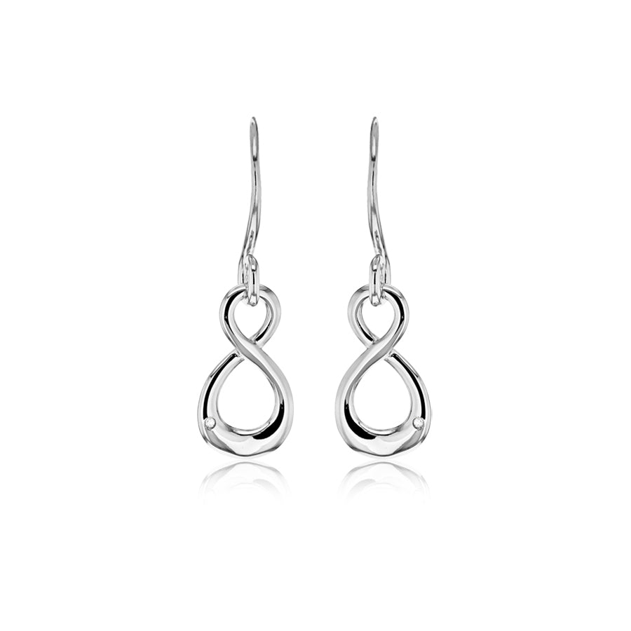 Figure Of Eight Drop Earrings Hand-Set With A Diamond Accent
