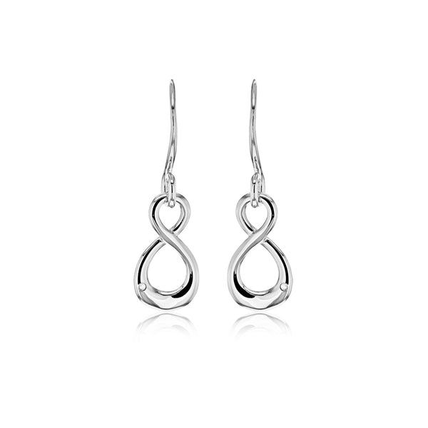 Figure Of Eight Drop Earrings Hand-Set With A Diamond Accent