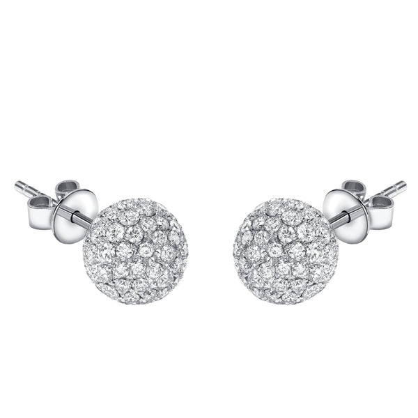 Sterling Silver Crystal Ball Stud Earrings