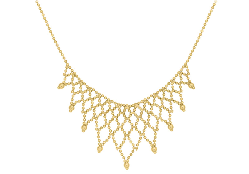 9ct Yellow Gold Diamond Cut Ball Chain Fringe Necklace  43m/17"9