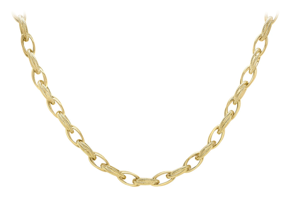 9ct Yellow Gold Textured Plain Link 'Prince of Wales' Chain