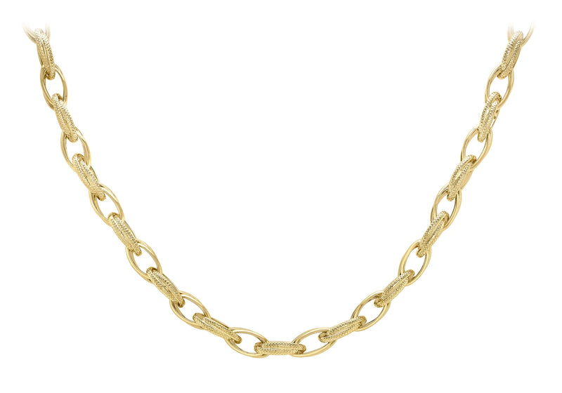 9ct Yellow Gold Textured Plain Link 'Prince of Wales' Chain