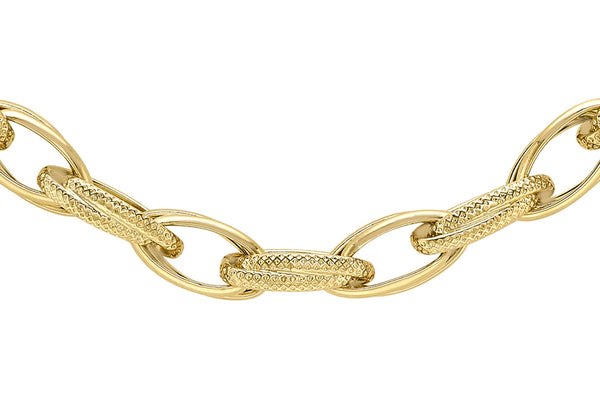 9ct Yellow Gold Textured Plain Link 'Prince of Wales' Chain