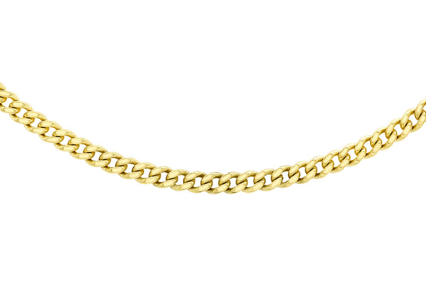 9ct Yellow Gold 50 Diamond Cut Curb Chain 46m/18"-51m/20"9