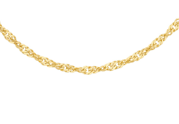 9ct Yellow Gold 20 Diamond Cut Twist Curb Chain 41m/16"9