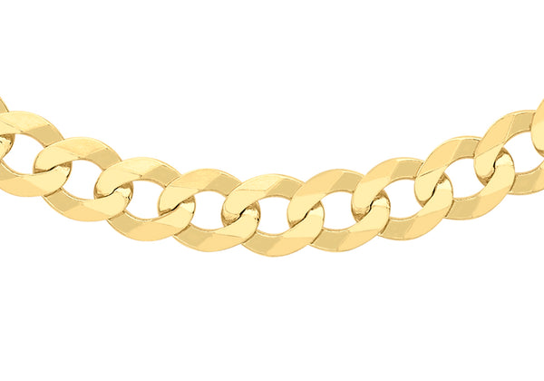 9ct Yellow Gold 100 Diamond Cut Flat Curb Chain 46m/18"9