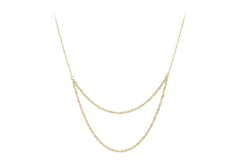 9ct Yellow Gold Twin Rope Trace Chain Necklace