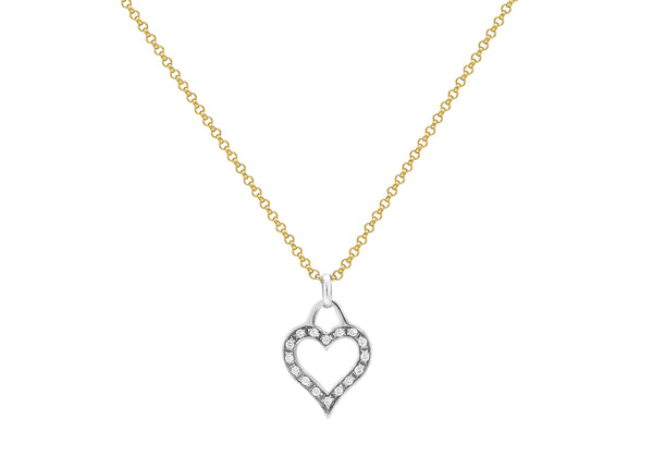 9ct 2-Colour Gold Zirconia  Heart Pendant on Belcher  Necklace  46m/18"9