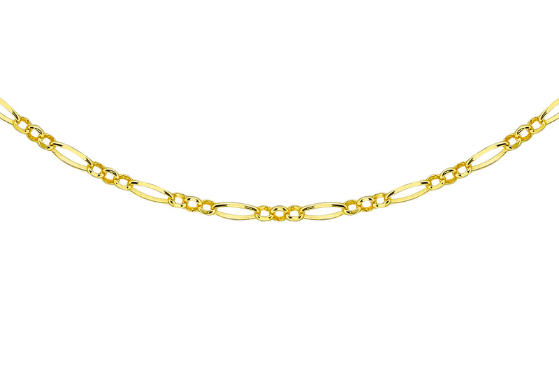 9ct Yellow Gold Diamond Cut Figaro Chain