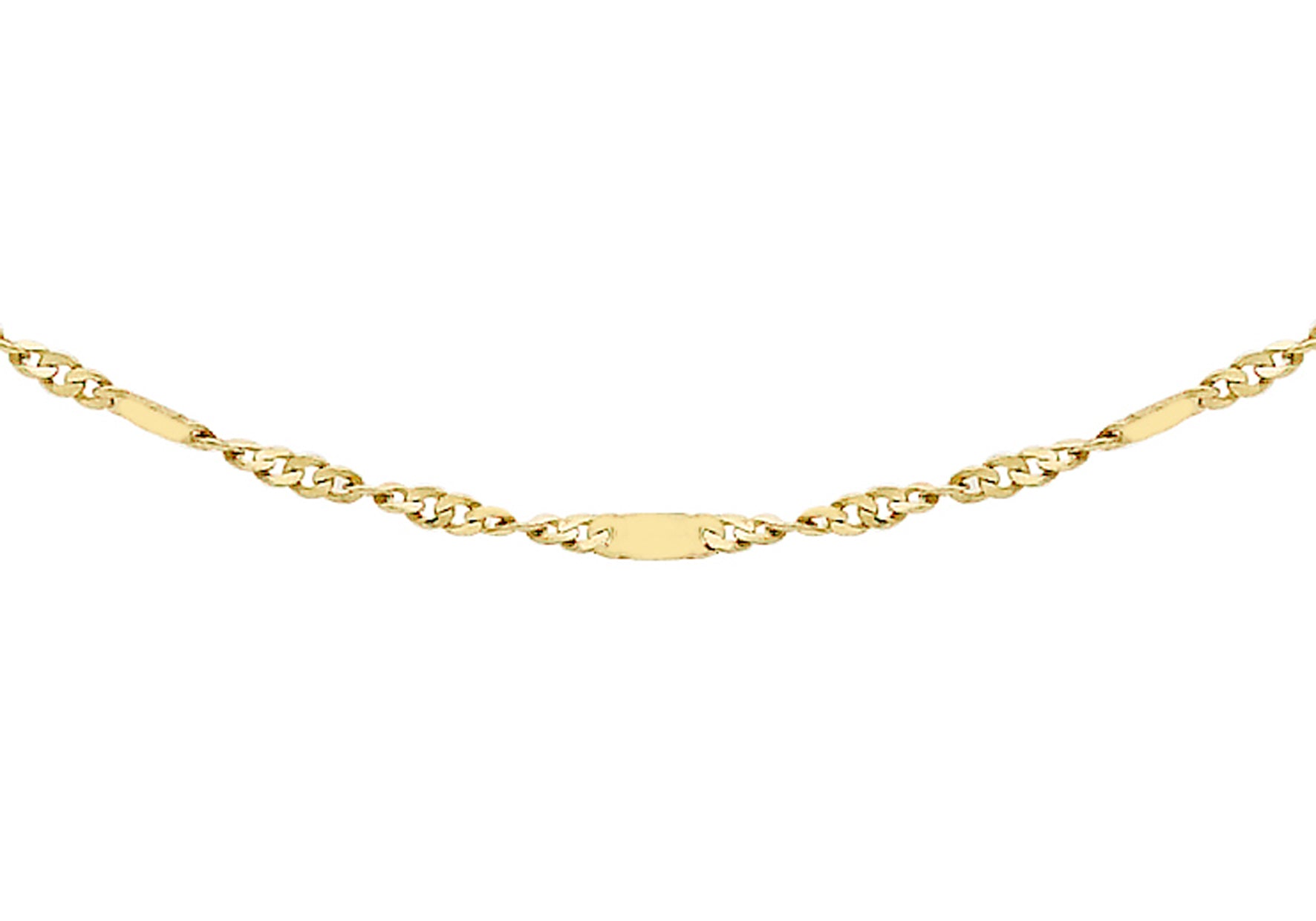 9ct Yellow Gold Diamond Cut Twist and Bar Curb Chain 41m/16"9