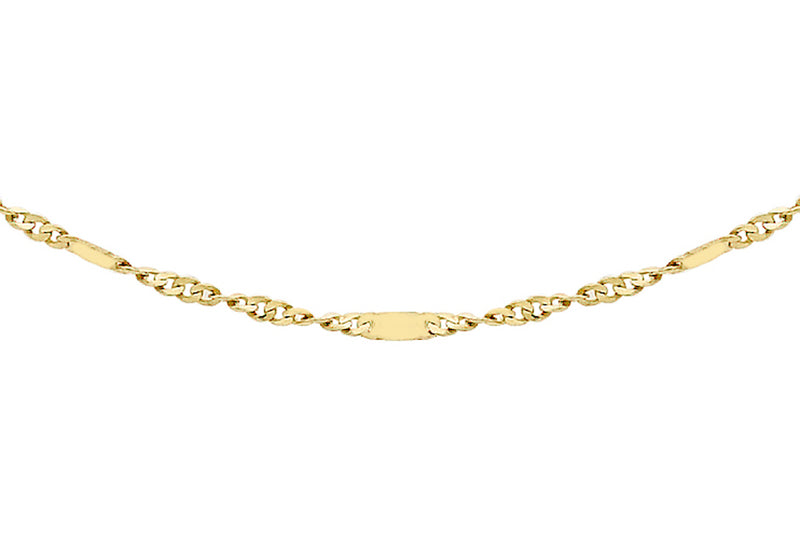9ct Yellow Gold Diamond Cut Twist and Bar Curb Chain 41m/16"9