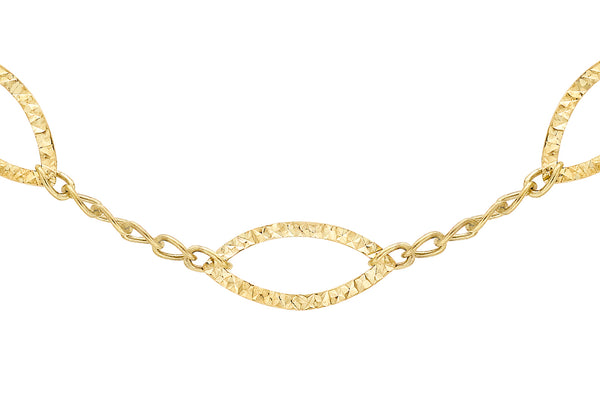 9ct Yellow Gold Diamond Cut Elliptic Link Necklace