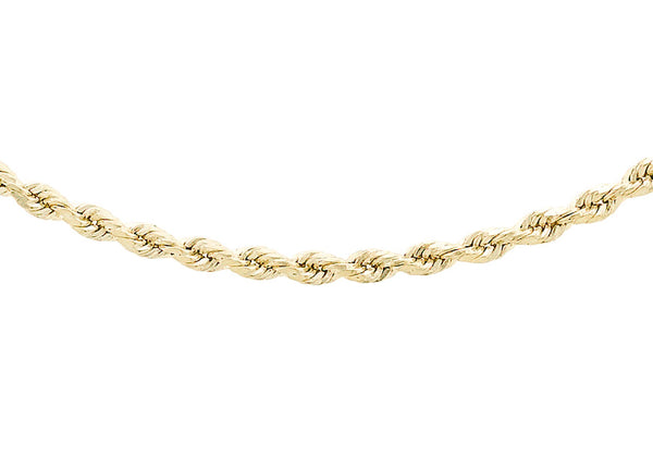9ct Yellow Gold 30 Diamond Cut Rope Chain