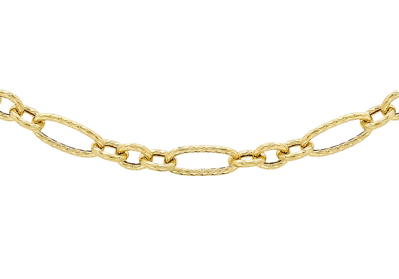 9ct Yellow Gold 80 Twist Detail Figaro Chain