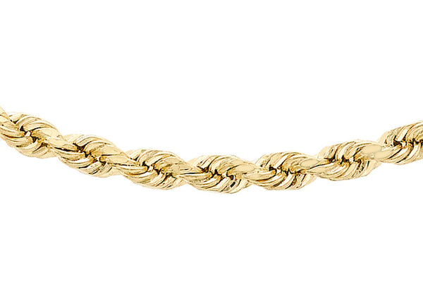 9ct Yellow Gold 60 Diamond Cut Rope Chain