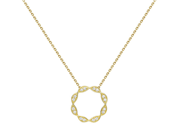 9ct Yellow Gold White Zirconia Ring Twist Trace Chain Necklace