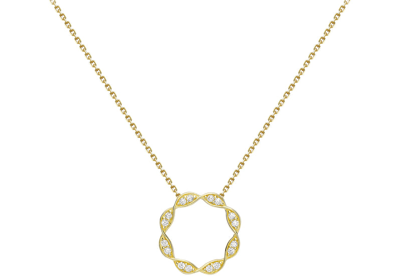 9ct Yellow Gold White Zirconia Ring Twist Trace Chain Necklace