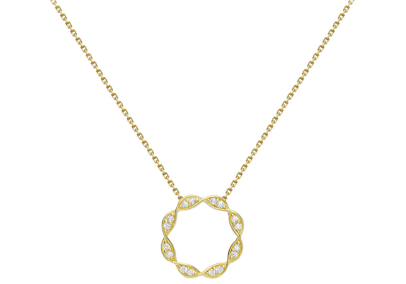 9ct Yellow Gold White Zirconia Ring Twist Trace Chain Necklace