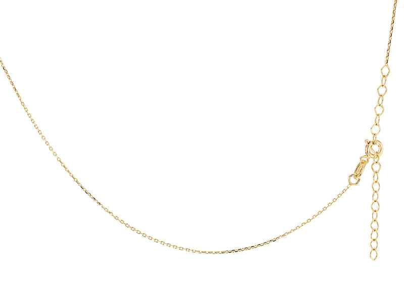 9ct Yellow Gold White Zirconia Ring Twist Trace Chain Necklace