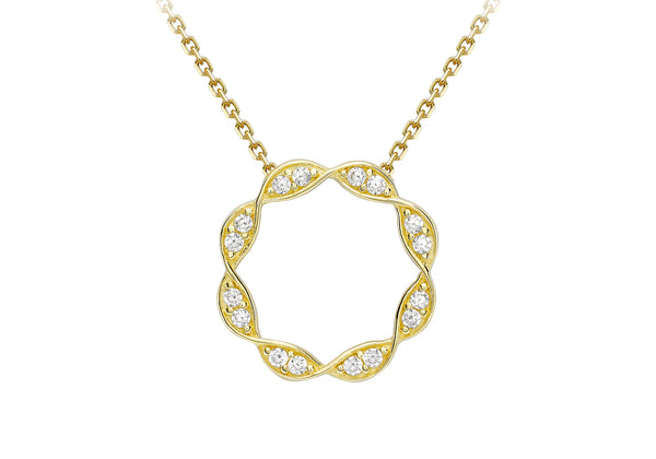 9ct Yellow Gold White Zirconia Ring Twist Trace Chain Necklace