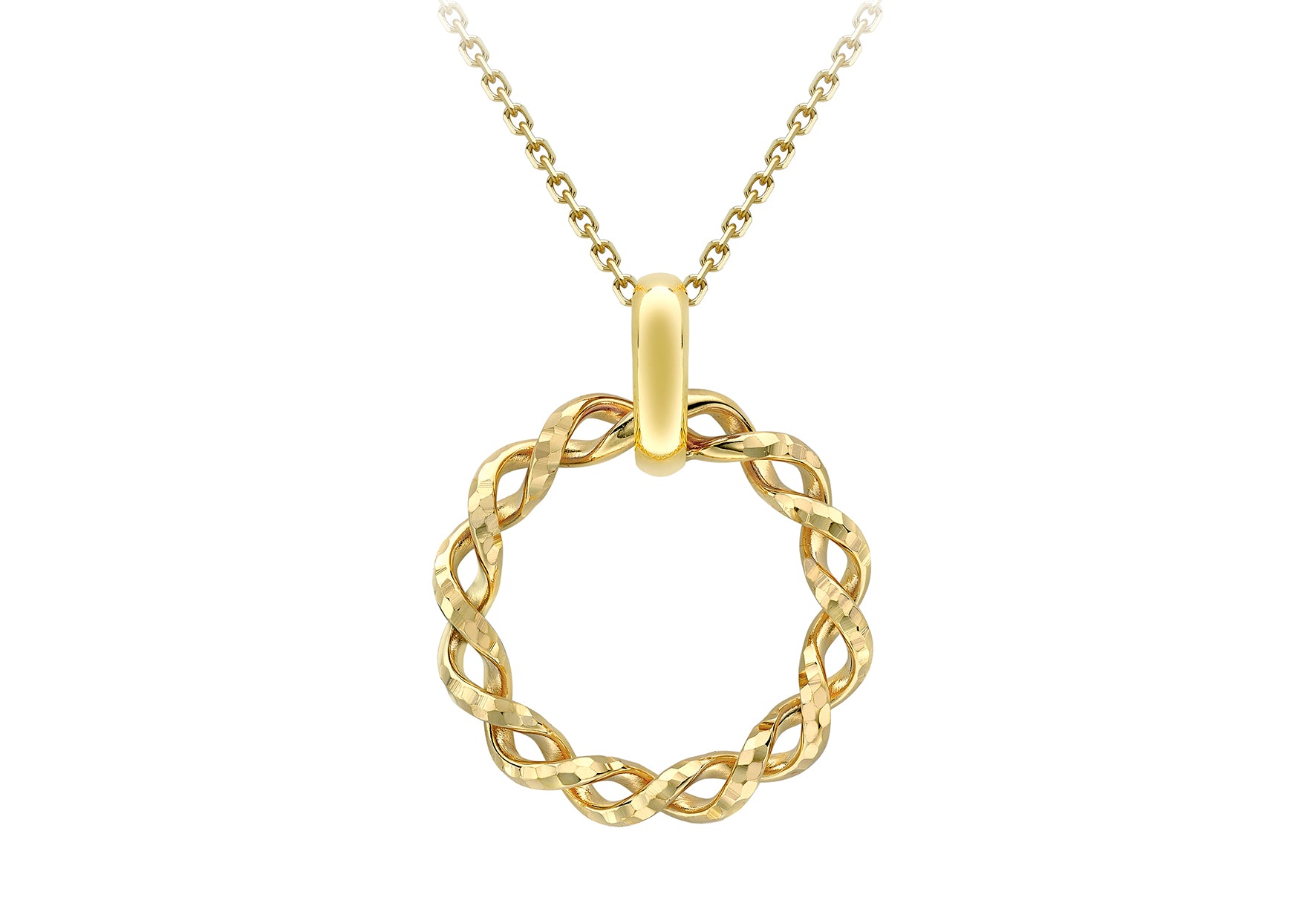 9ct Yellow Twisted Annular Ring Necklace