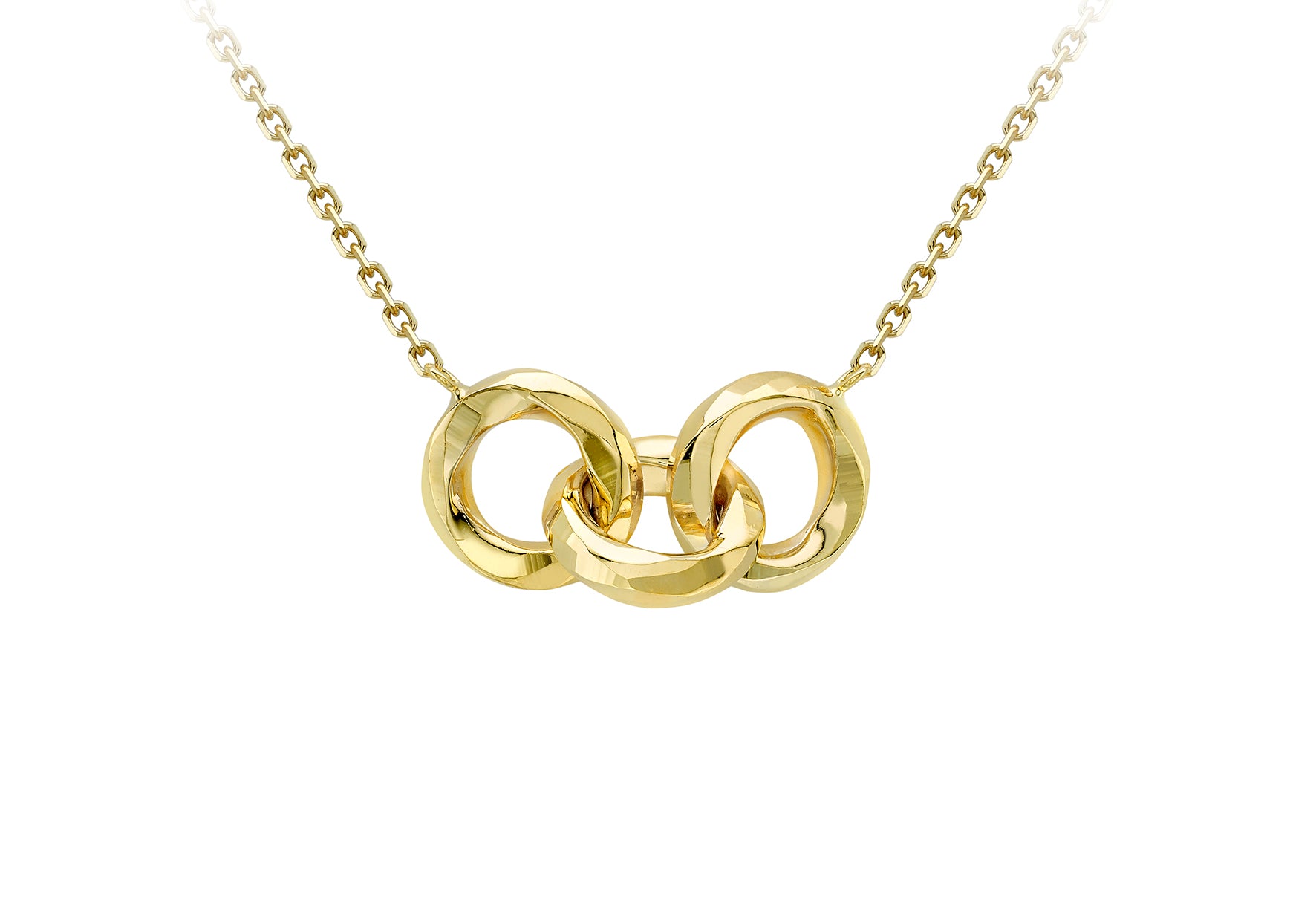9ct Yellow Gold Triple-Links Ring Necklace