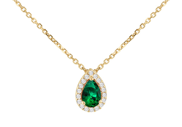 9ct Yellow Gold Pear Green Zirconia Halo Necklace