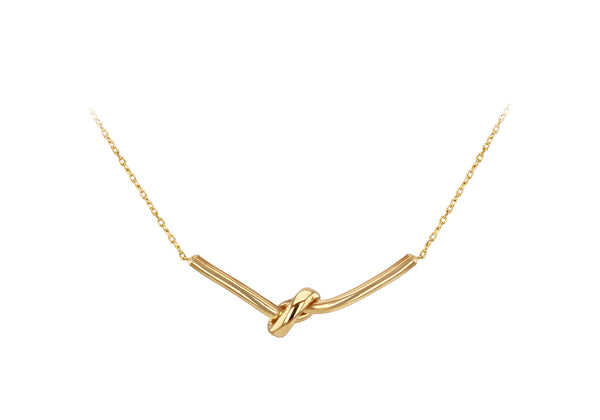 9ct Yellow Gold Knotted Bar Necklace