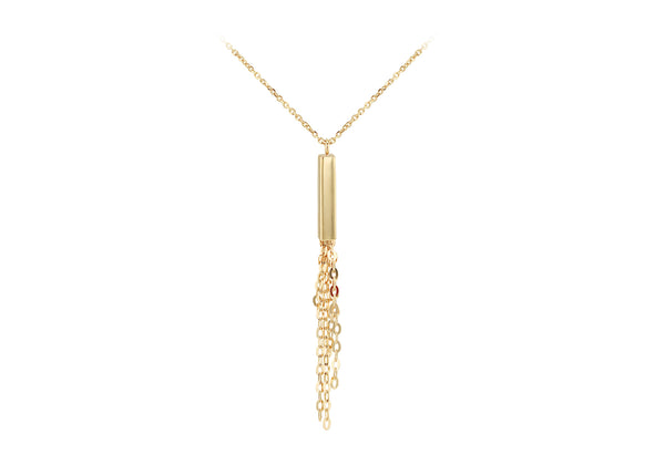 9ct Yellow Gold Tassel Bar Necklace
