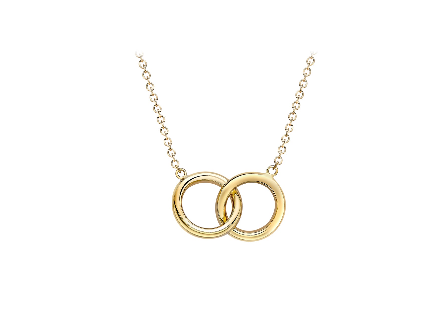 9ct Yellow Gold 11.8mm Linked Rings Adjustable Necklace  43m/17"-46m/18"9