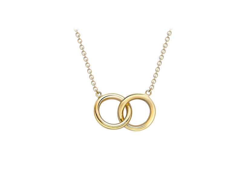 9ct Yellow Gold 11.8mm Linked Rings Adjustable Necklace  43m/17"-46m/18"9