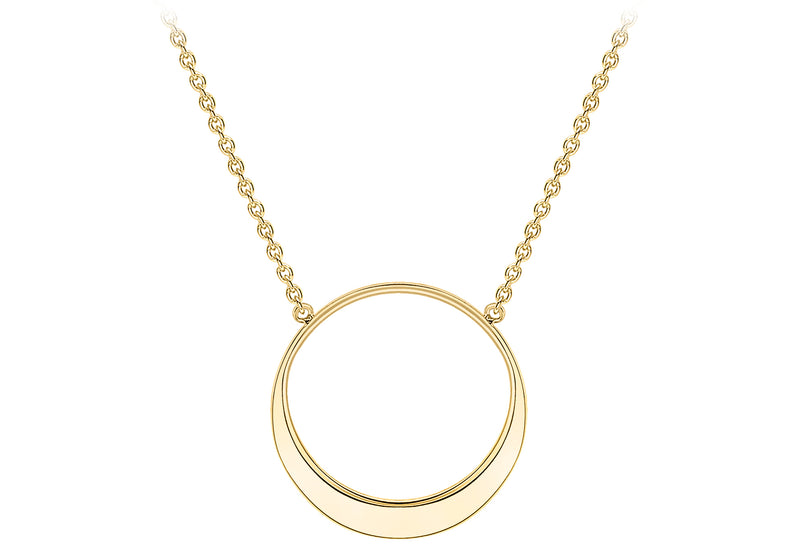9ct Yellow Gold 14.8mm Elipse Adjustable Necklace  41m/16"-43m/17"9