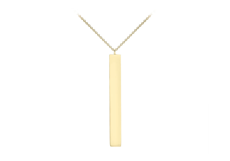9ct Yellow Gold 4.9mm x 39.7mm Vertial Bar Adjustable Necklace  41m/16"-43m/17"9