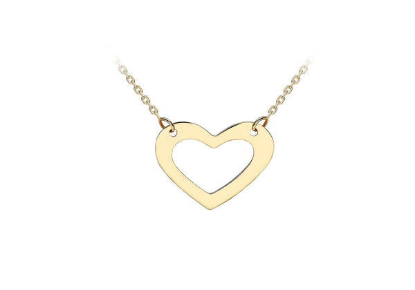 9ct Yellow Gold Cutout Heart Necklace  