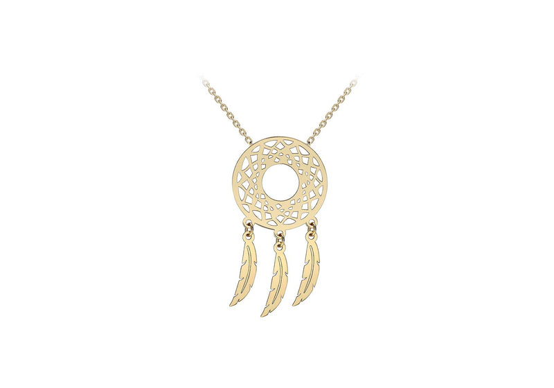 9ct Yellow Gold Circle Cutout Dream Catcher Necklace  