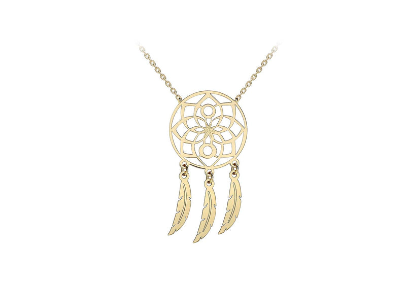 9ct Yellow Gold Flower Dream Catcher Necklace  