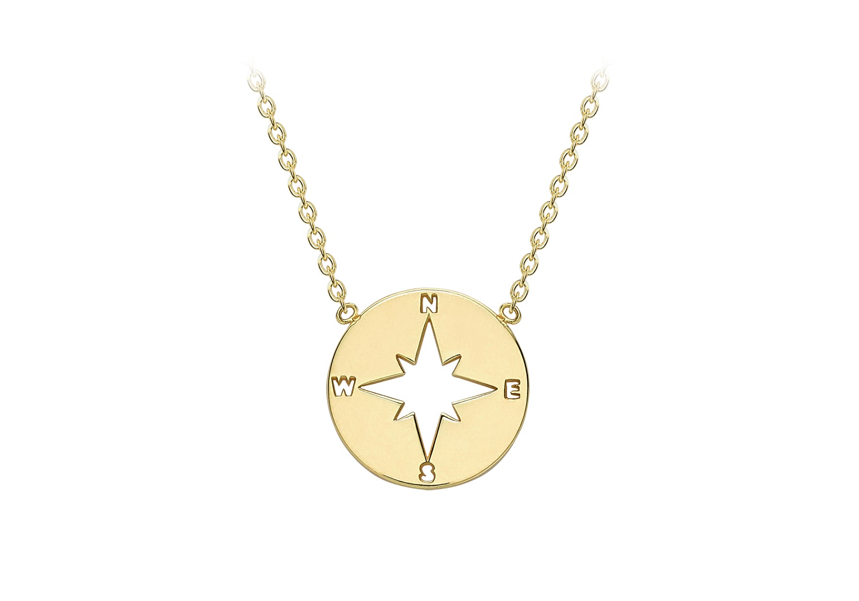 9ct Yellow Gold 9.8mm ompass Necklace  41m/16"-43m/17"9