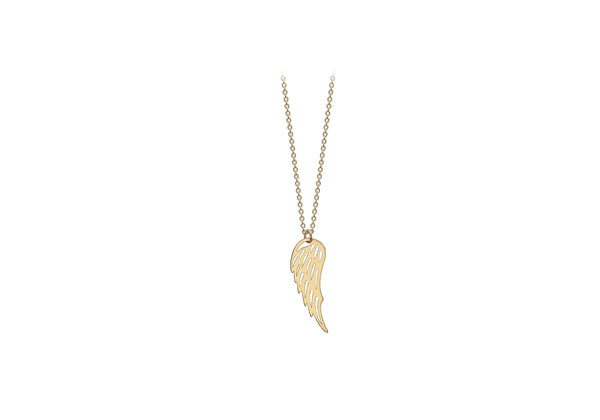 9ct Yellow Gold 7.5mm x 20.5mm CutoCut Angel Wing Adjustable Necklace  41m/16"-43m/17"9