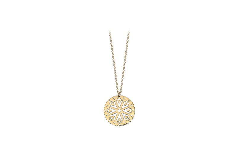 9ct Yellow Gold 16.5mm x 18mm Lace Disc Adjustable Necklace  41m/16"-43m/17"9