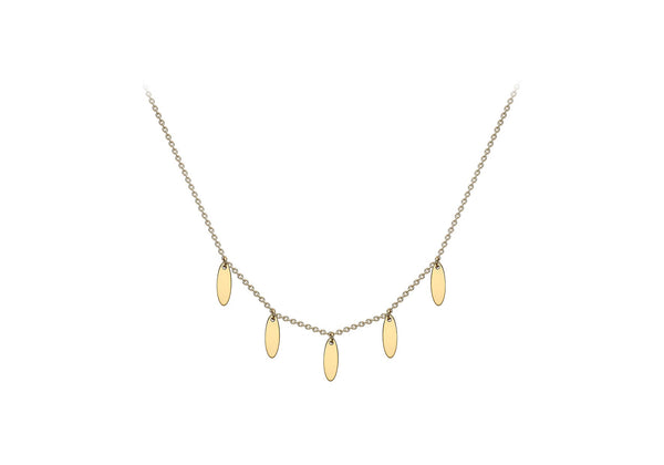 9ct Yellow Gold 5-Oval Drop Adjustable Necklace