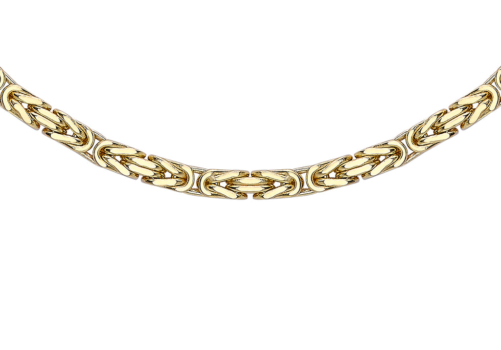 9ct Yellow Gold Square Byzantine Chain Necklace