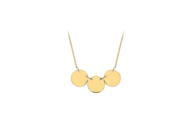 9ct Yellow Gold Triple Disc Adjustabe Necklace