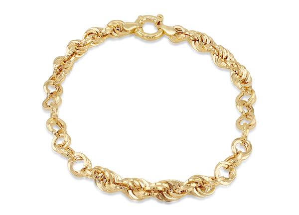 9ct Yellow Gold Double Rope & Round Links Bracelet