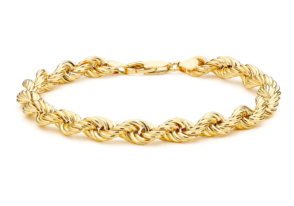 9ct Yellow Gold Hollow Rope Bracelet