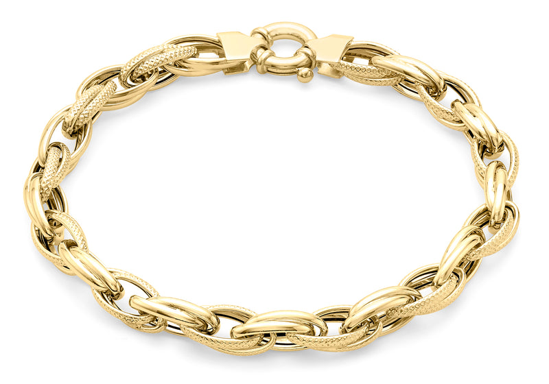 9ct Yellow Gold Textured Link Bracelet