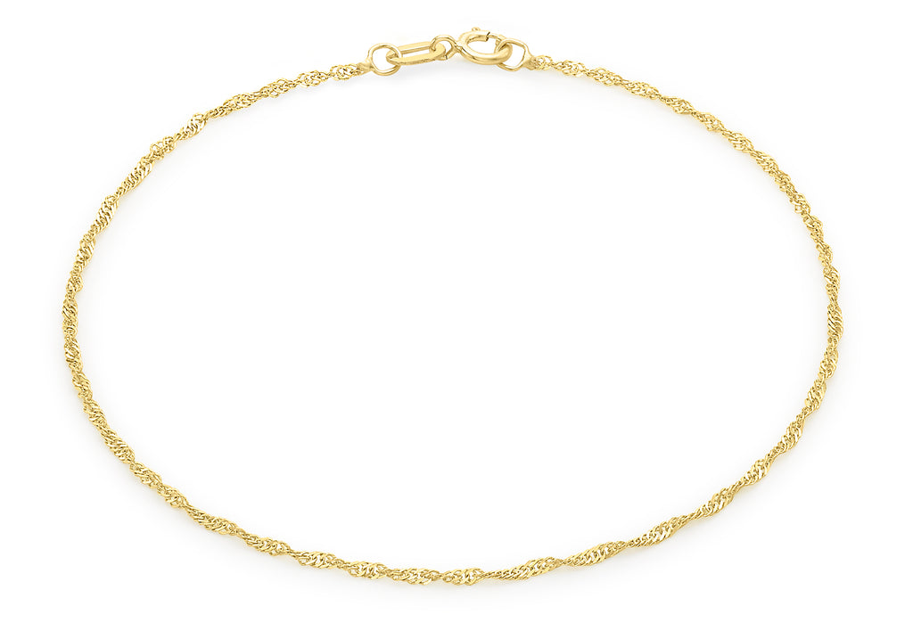 9ct Yellow Gold 20 Twist Curb Chain Bracelet 18m/7"9