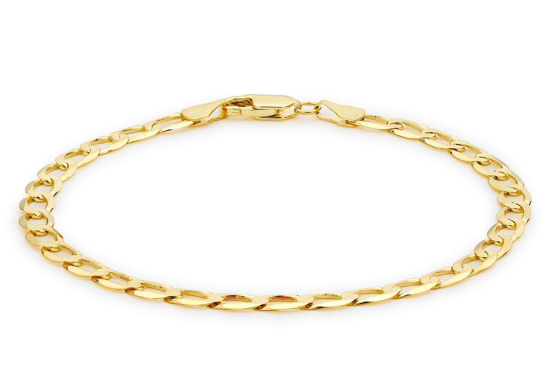 9ct Yellow Gold Diamond Cut Flat Curb Bracelet - Main Image