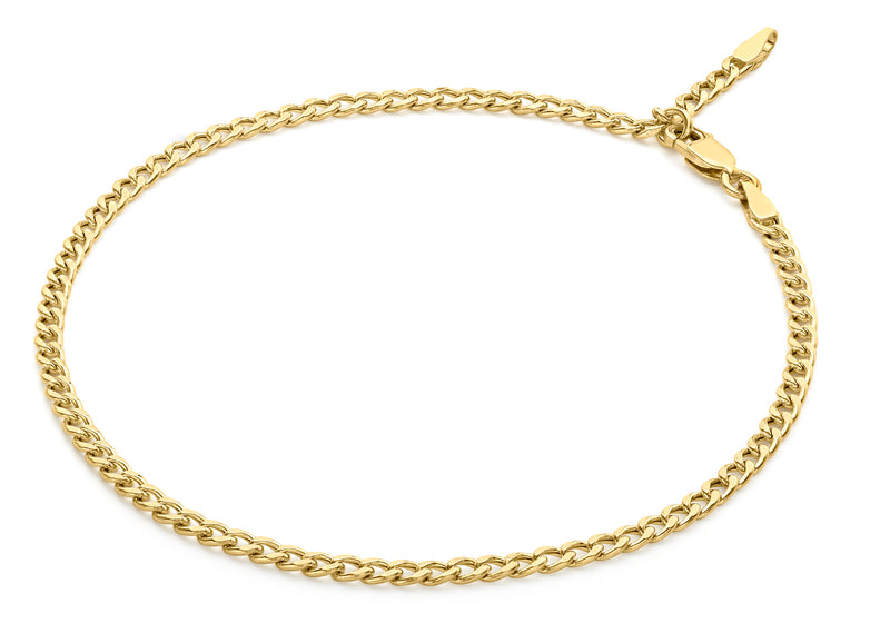 9ct Yellow Gold 80 Adjustable Curb Chain Anklet 25.5m/10"9
