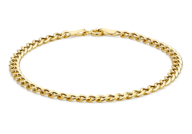 9ct Yellow Gold Hollow Flat Curb Bracelet 18m/7"9