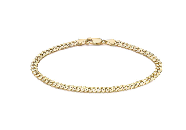 9ct Yellow Gold Diamond Cut 4.3mm Round Link Curb Bracelet 19m/7.5"9